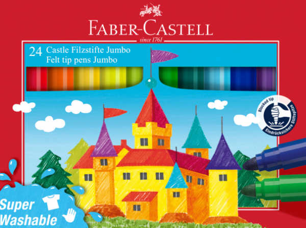 Viltpliiatsid Faber-Castell Jumbo 24-värvi supermahapestavad