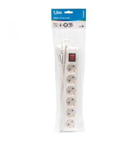 Power Pik.juhe 1,5m 6 pesa+lüliti valge