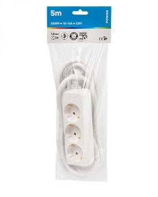 Power Pik.juhe 5,0m 3 pesa valge 1,5mm