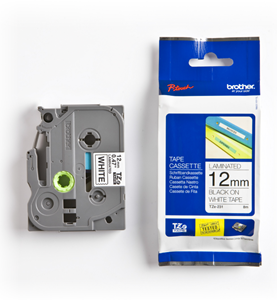 Lamineeritud teip must valgel 8m x 12mm, Brother