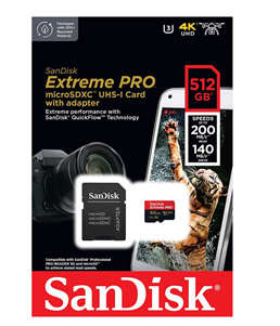 SanDisk Extreme Pro UHS-I, microSD, 512 GB - Mälukaart ja adapter