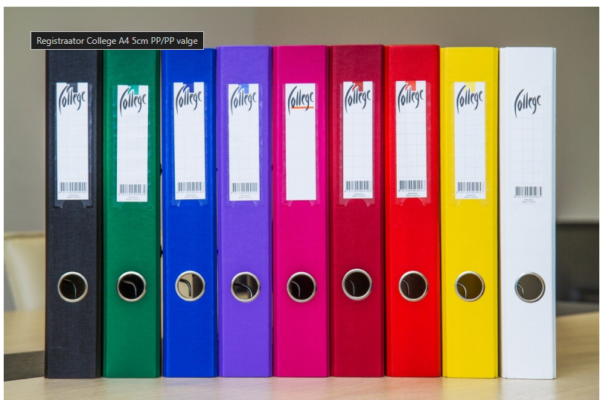 Registraator College A4 5cm PP/PP valge