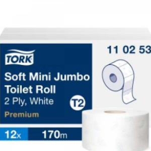 Tork tualettpaber T2 Mini Jumbo pehme valge 2-kihiline 170 m